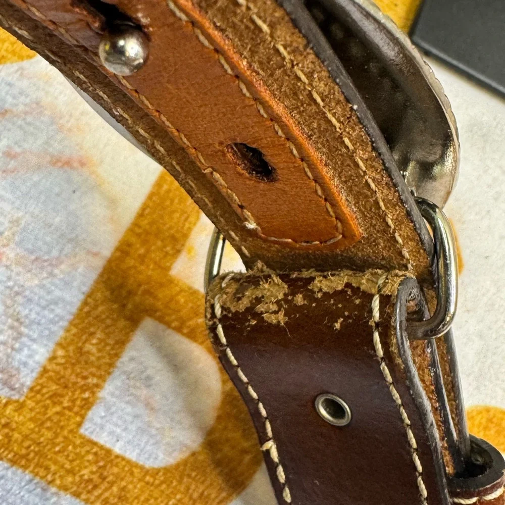 Brown Nocona Leather Belt with Gold and Silver Bullrider Buckle